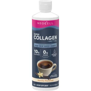 Neocell Super Collagen + Huile MCT | 10 g de peptides de collagène hydrolysés de type 1 et 3 | Collagène liquide à l'huile de coco | Favorise la santé des cheveux, de la peau, des ongles et des articulations | Saveur vanille - 450 ml