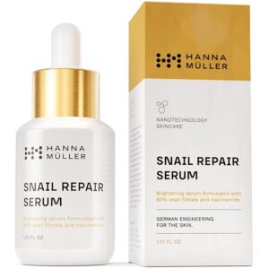Sérum à la bave d'escargot - Sérum réparateur à la mucine d'escargot pour le visage, hydratant à la mucine d'escargot - Sérum éclaircissant et hydratant à l'essence de mucine d'escargot avec filtrat de sécrétion et vitamine C, aide à éliminer les taches brunes et les ridules
