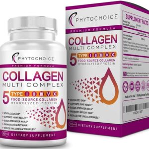 Comprimés multi-collagène (types I, II, III et VX) Peptides de collagène hydrolysé pur - Suppléments de collagène pour femmes et hommes, collagène anti-âge pour la peau, la croissance des cheveux, les ongles et les articulations - 90 capsules