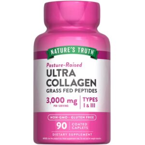 Peptides de collagène hydrolysés 3000 mg | 90 comprimés enrobés | Types 1 et 3 avec vitamine C | par Nature's Truth