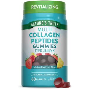 Gummies multi-collagène Nature's Truth | Types I, II, III, V, X | 60 unités | Complément complexe sans OGM ni gluten | Saveur fruits mélangés