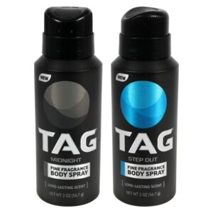 Spray corporel parfumé Tag Midnight & Step Out, 42,5 g chacun, lot de 2