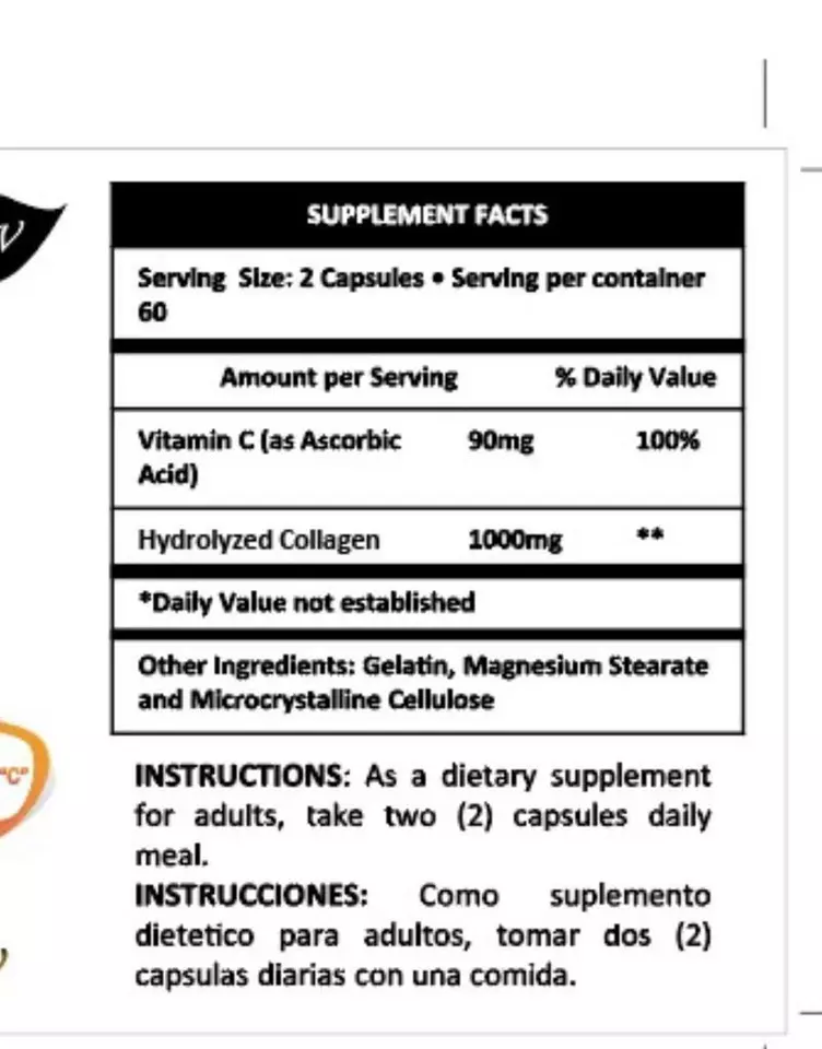 Organic vitamins collagen with vit c - 1000mg 120caps – Image 4