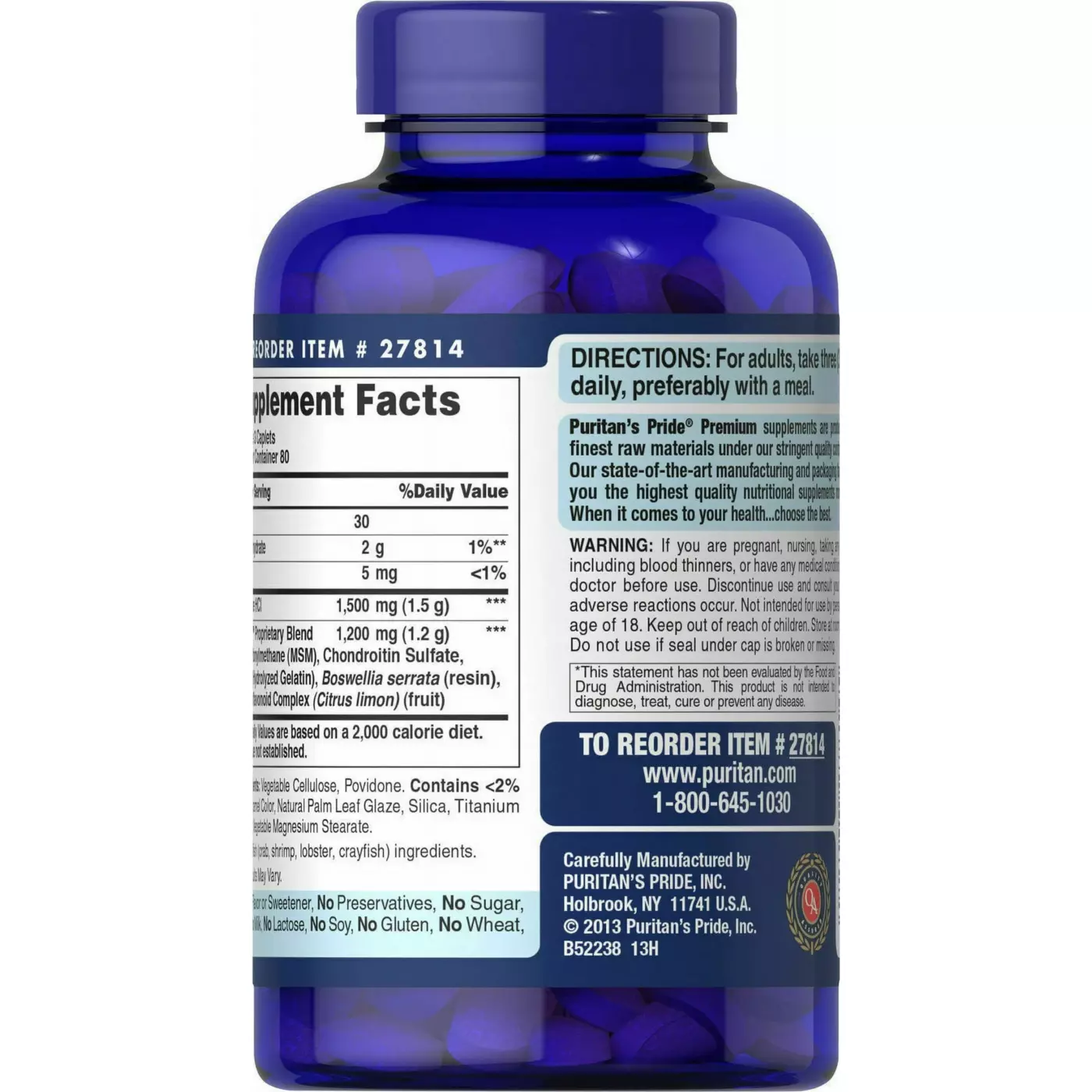 Puritan's pride glucosamine chondroitin MSM 240caps – Image 3
